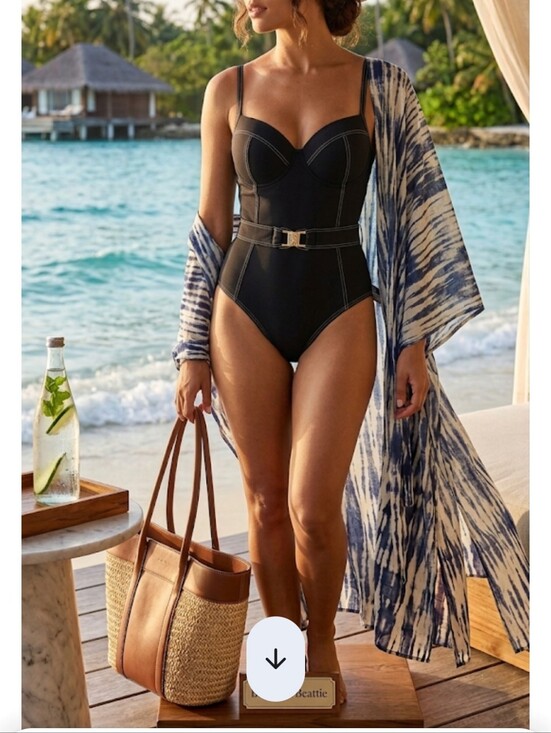 Bleu Rod Beattie Other - Bleu Rod Beattie Sleek Black One-Piece Swimsuit with Adjustable Straps Size 12